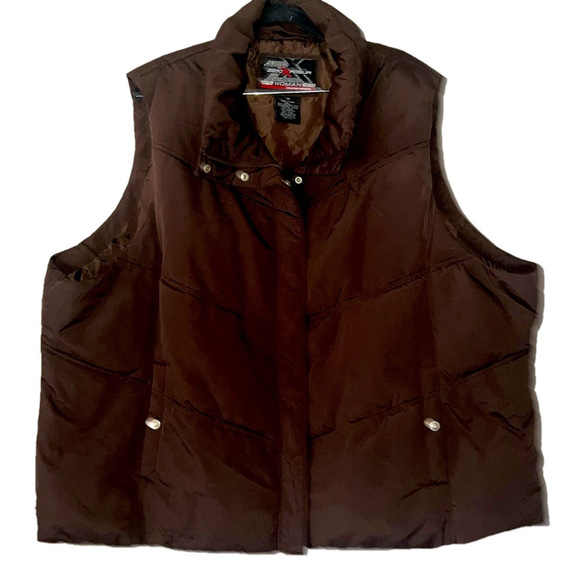 Women's 3X Water-Resistant Brown Puffer Vest by ZeroXposur  (T6) - Picture 1 of 8